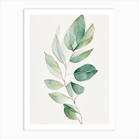 Myrtle Leaf Minimalist Watercolour Art Print