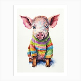 Baby Animal Wearing Sweater Pig 1 Art Print
