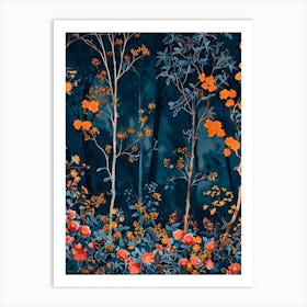 Flowers In The Forest Inspired By William Morris Art Print