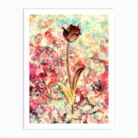 Impressionist Didier's Tulip Botanical Painting in Blush Pink and Gold Art Print