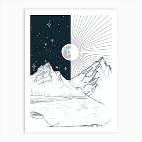 Moon And Stars Art Print