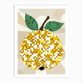 Pixel Yellow Pear Art Print