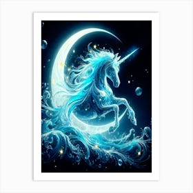 Water Moon Unicorn 2 Art Print