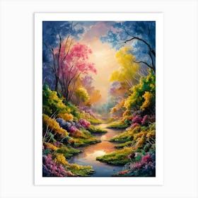 Rainbow In The Forest 1 Art Print