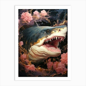 Floral Fantasy Shark Art Print