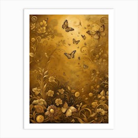 Golden Butterflies Art Print