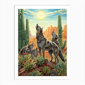 Wolf Pack Desert 2 Art Print