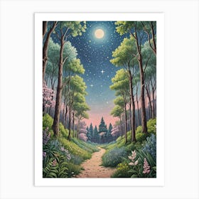 Moonlight Path In The Woods Art Print