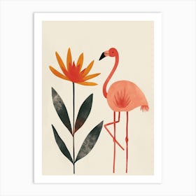 Chilean Flamingo Bromeliads Minimalist Illustration 1 Art Print