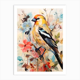 Bird Painting Collage American Goldfinch 2 Art Print