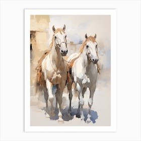 Horses Painting In Rajasthan, India 4 Art Print
