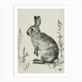 Argente Blockprint Rabbit Illustration 6 Art Print