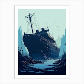 Titanic Ship Wreck Minimalist 1 Art Print
