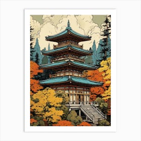 Nikko Toshogu Shrine, Japan Vintage Travel Art 1 Art Print