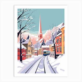 Retro Winter Illustration Zurich Switzerland 3 Art Print