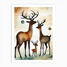 Watercolor Deer Painting Art Print