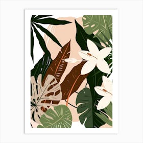 Tropical Leaves And Flowers 3 Art Print