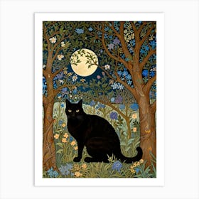 William Morris Black Cat In The Forest 33 Art Print