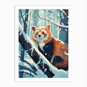Winter Red Panda 1 Illustration Art Print