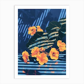 Nasturtium Flowers On A Table   Contemporary Illustration 3 Art Print