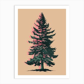 Cedar Tree Colourful Illustration 1 Art Print