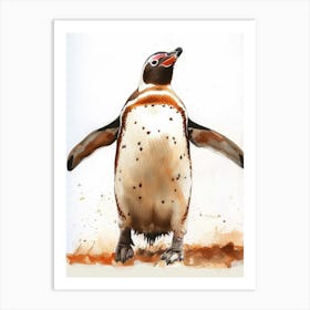 Humboldt Penguin Santiago Island Watercolour Painting 2 Art Print