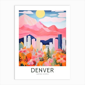 Denver, United States Maximalist Travel Poster Vibrant Colour  Art Print