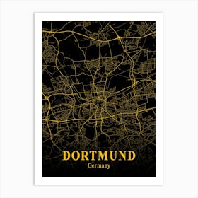 Dortmund Gold City Map 1 Art Print
