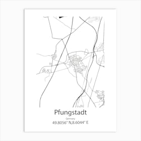 Pfungstadt,Germany Minimalist Map Art Print