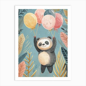 Sloth Bear Holding Balloons Storybook Illustration 2 Art Print