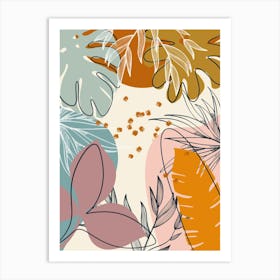 Tropical Leaves And Flowers Art Print