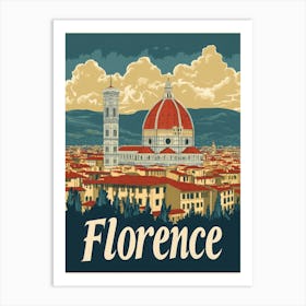 Aihrgdesign A Vintage Travel Poster Of Florence Featuring The 52494011 7d89 4d0c 881b Faddecb7c6f4 2 Art Print