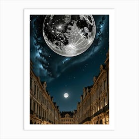 Moon Over The City Art Print