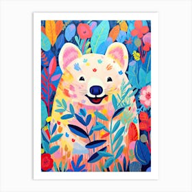 Cute Bear In The Forest, Matisse Inspired Art Print