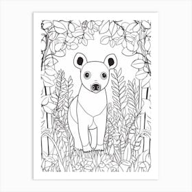 Line Art Jungle Animal Tapir 3 Art Print