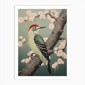 Ohara Koson Inspired Bird Painting Woodpecker 2 Art Print
