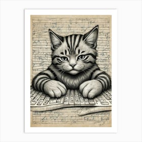 Cat On Keyboard 2 Art Print