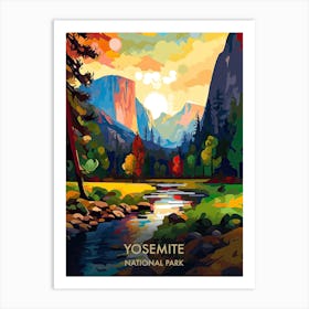 Yosemite National Park Travel Poster Illustration Style 3 Art Print
