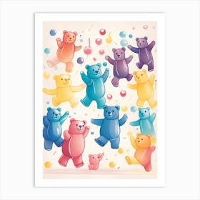 Colorful Teddy Bears Art Print