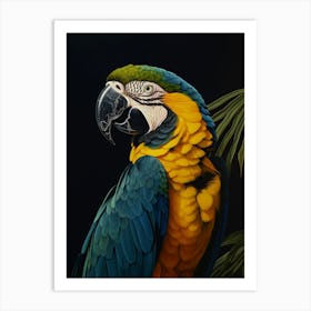 Dark And Moody Botanical Macaw 2 Art Print