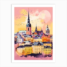 Stockholm In Risograph Style 2 Art Print