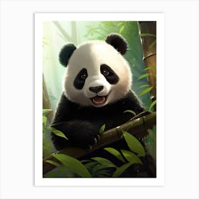 Panda Art In Naïve Art Style 3 Art Print
