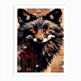 Wolf, Wood, Denim Art Print