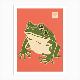 Frog Unimpressed, Matsumoto Hoji Inspired Japanese Green And Pink 3 Art Print
