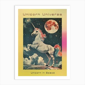 Pastel Unicorn In Space Retro Collage 2 Poster Art Print
