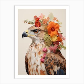Bird With A Flower Crown Red Tailed Hawk 2 Art Print