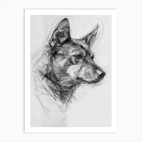 Minature Dog Charcoal Line 1 Art Print