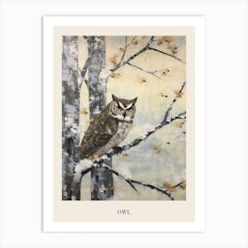 Vintage Winter Animal Painting Poster Owl 2 Art Print