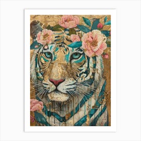 Tiger With Flowers 8 Art Print