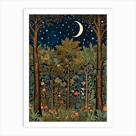 William Morris Night In The Forest 18 Art Print